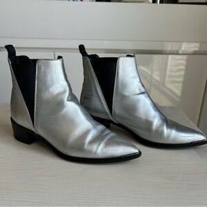 Acne Studio Jensen Alu Silver Metallic Boot Leather Booties Womens Shoe EUR 38
